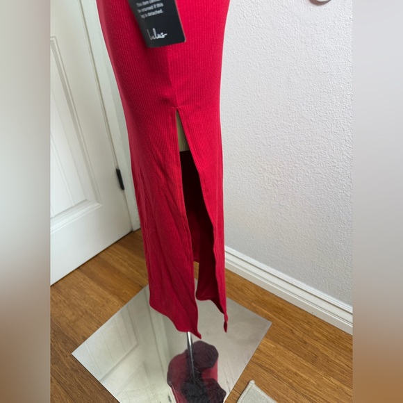 Lulus Spice Things Up red ribbed one-shoulder cutout midi dress XS - Picture 4 of 6